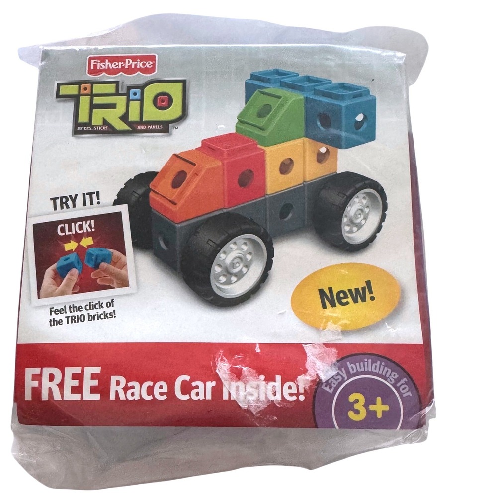 Fisher-Price TRIO Race Car Kids OS Building Blocks Set Bricks Click Connect